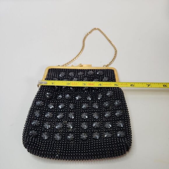 Vtg Kiss Lock Beaded Clutch Purse Evening Bag Chain Hand Made Hong Kong - Picture 10 of 12